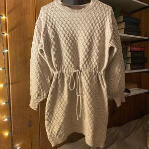 Urban Outfitters Cream Knit Long Sleeve Dress